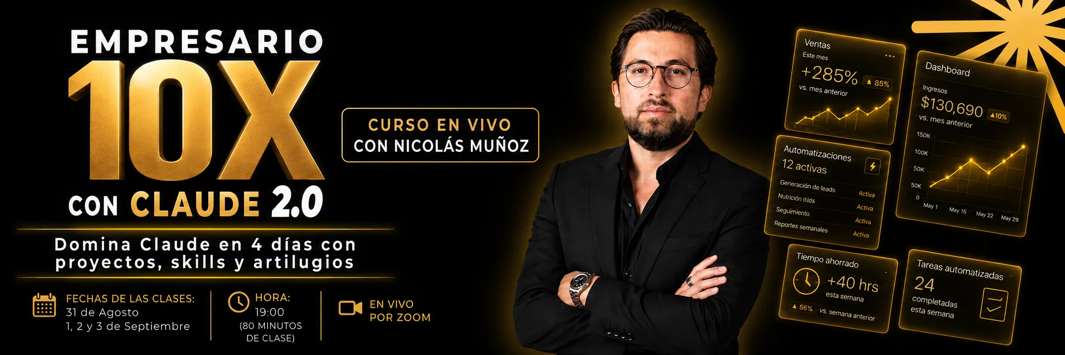 Nicolás Muñoz durante la clase